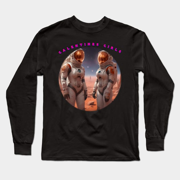 Galentine girls on the moon Long Sleeve T-Shirt by sailorsam1805